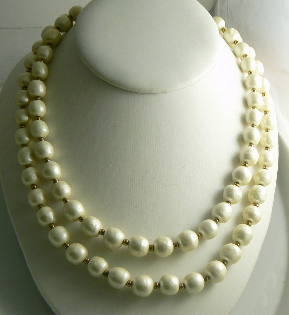 Miriam Haskell 2 Strand Baroque Pearl Necklace - Vintage Lane Jewelry