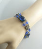 Vintage Czech Sapphire Glass Filigree Necklace Bracelet Set - Vintage Lane Jewelry