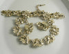 White Enamel Flowers Rhinestone Pearl Necklace Bracelet Earring Set - Vintage Lane Jewelry