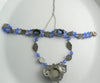 Vintage Czech Sapphire Glass Filigree Necklace Bracelet Set - Vintage Lane Jewelry