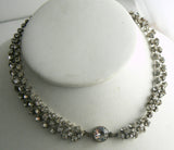 Vintage Prong Set 3 Strand Rhinestone Necklace - Vintage Lane Jewelry