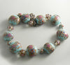 Vintage Robins Egg Blue Venetian Wedding Cake Bead Necklace - Vintage Lane Jewelry