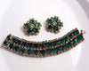 Emerald & Peridot Green Rhinestone Vintage Bracelet Earring Set - Vintage Lane Jewelry