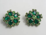 Emerald & Peridot Green Rhinestone Vintage Bracelet Earring Set - Vintage Lane Jewelry