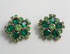 Emerald & Peridot Green Rhinestone Vintage Bracelet Earring Set - Vintage Lane Jewelry