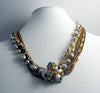 Early Miriam Haskell Gold Chain & Baroque Pearl Necklace Earring Set - Vintage Lane Jewelry