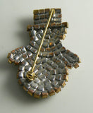 Czech Glass Rhinestone Snowman Christmas Pin - Vintage Lane Jewelry
