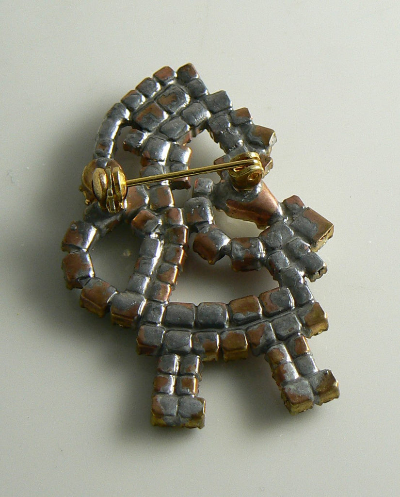 Czech Glass Rhinestone Santa Claus Brooch, xmas pin - Vintage Lane Jewelry