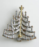 Czech Glass Clear Rhinestone Christmas Tree Brooch, Xmas Pin, Holiday Brooch - Vintage Lane Jewelry