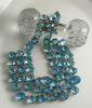 Vintage Art Deco 3 Strand Open Back Blue Glass Rhinestone Bib Necklace - Vintage Lane Jewelry