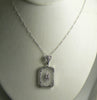 Art Deco Frosted Crystal Camphor Glass Filigree Diamond Pendant Sterling Silver - Vintage Lane Jewelry