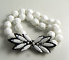 Signed vintage Eugene milk glass faceted bead bracelet - Vintage Lane Jewelry