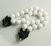 Signed vintage Eugene milk glass faceted bead bracelet - Vintage Lane Jewelry