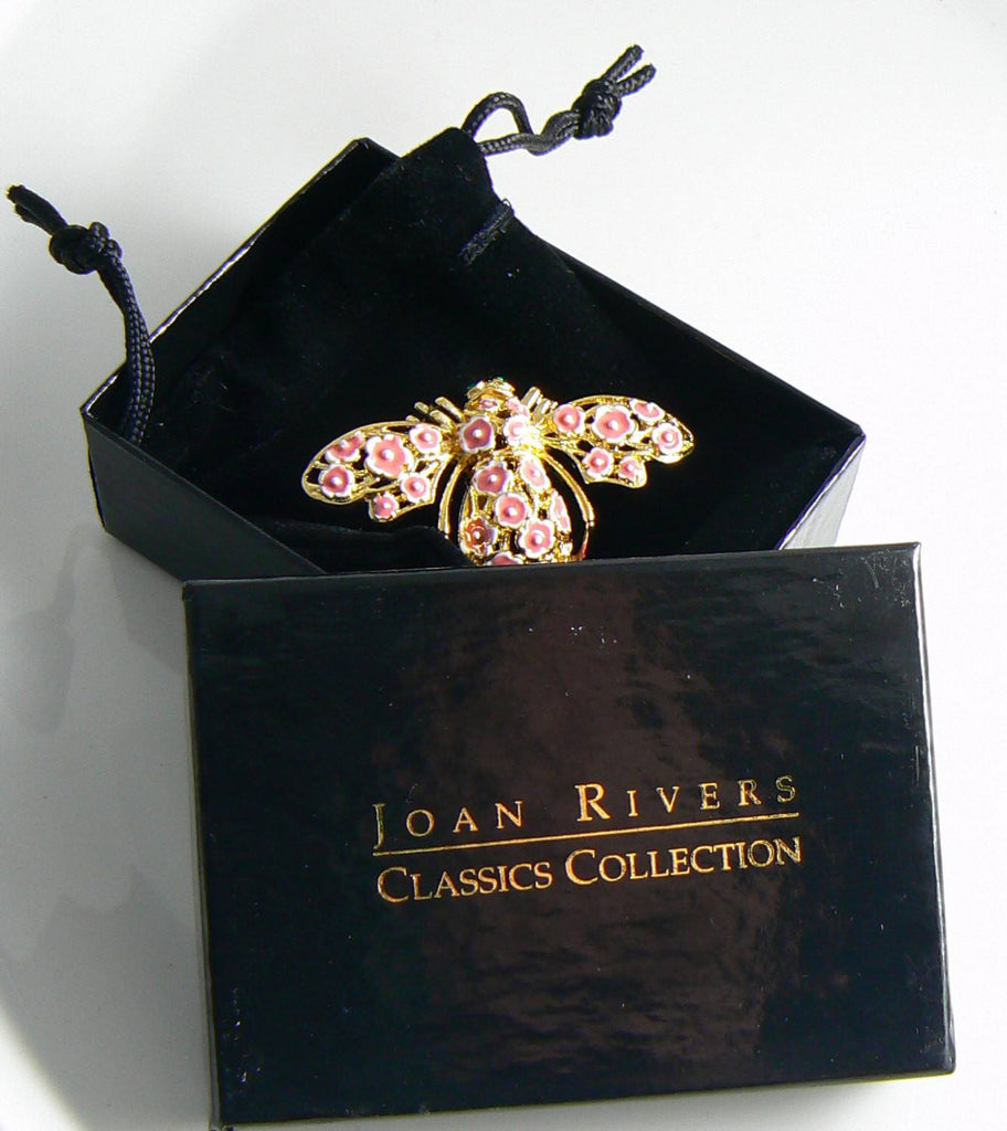 Joan Rivers Cherry Blossom Bumble Bee Brooch, Figural Pin, Large Flower Bee - Vintage Lane Jewelry