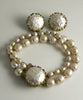 Classic Miriam Haskell Baroque Pearl Cabochon Bracelet and Earring Set - Vintage Lane Jewelry