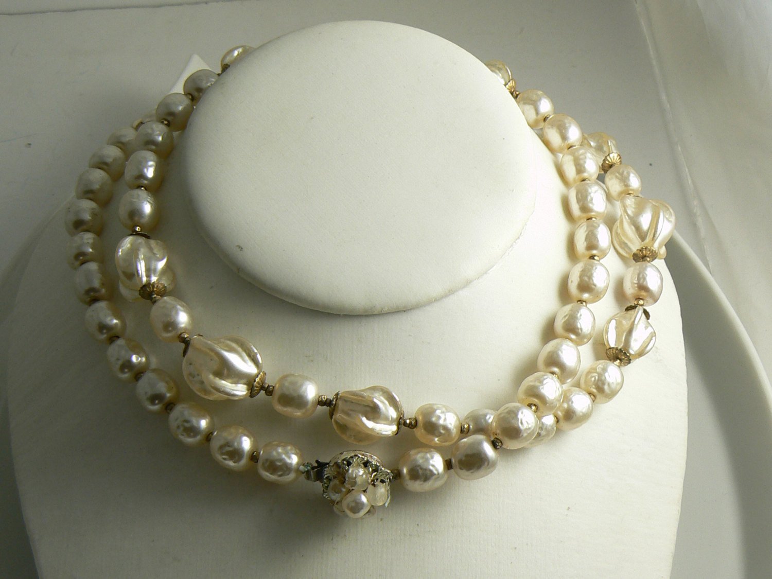 Fancy Extra Long Miriam Haskell Ruffled Baroque Pearl Necklace ...