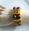 Bakelite Antique Mahjong Bracelet, hand painted flower tiles, Jan Carlin - Vintage Lane Jewelry
