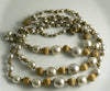 Miriam Haskell Baroque Pearl and Russian Gold Bead 3 Strand Necklace - Vintage Lane Jewelry