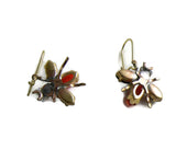 Czech Glass Rhinestone Fly Earrings, Red and Black - Vintage Lane Jewelry