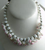 Vintage Miriam Haskell Pink and White Dangling Glass Flower Necklace - Vintage Lane Jewelry