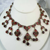 Vintage Sparkling Red Rhinestone Bib Necklace - Vintage Lane Jewelry