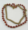 Miriam Haskell Carnelian Glass and Gold Gilt Chain Beaded Necklace - Vintage Lane Jewelry