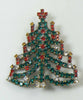 Czech Glass Rhinestone Christmas Tree Brooch, Xmas Pin - Vintage Lane Jewelry