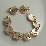 Vintage Lisner Pink Moonglow Plastic Thermoset Bracelet Earring Set - Vintage Lane Jewelry