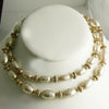 Classic Miriam Haskell Baroque Pearl and Gold Disk Necklace - Vintage Lane Jewelry