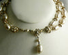 Classic Miriam Haskell Baroque Pearl and Gold Disk Necklace - Vintage Lane Jewelry