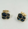 Swank Deep Blue Glass Cufflinks, Men's Links - Vintage Lane Jewelry