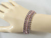 Vintage B David Pink Rhinestone Bracelet Clip Earrings Set - Vintage Lane Jewelry