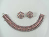 Vintage B David Pink Rhinestone Bracelet Clip Earrings Set - Vintage Lane Jewelry