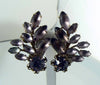 Purple German Sappharine Glass Clip Earrings - Vintage Lane Jewelry