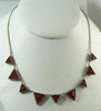 Art Deco Gold Filled Molded Red Vauxhall Glass Necklace - Vintage Lane Jewelry