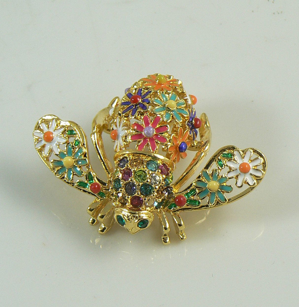 Joan Rivers Sunshine Bee Brooch, Pin, flowers - Vintage Lane Jewelry