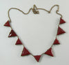 Art Deco Gold Filled Molded Red Vauxhall Glass Necklace - Vintage Lane Jewelry