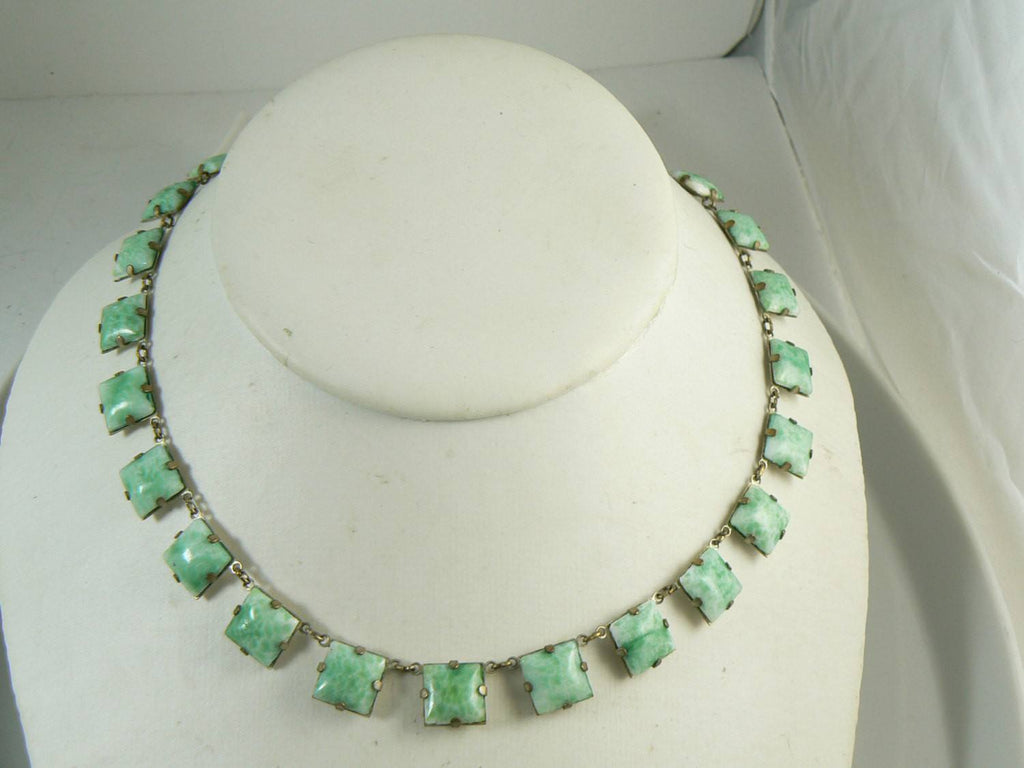 Vintage Art Deco Peking Glass Collar Necklace - Vintage Lane Jewelry