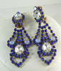 Beautiful Taboo Czech Glass Cobalt Blue Rhinestone Necklace Earring Set - Vintage Lane Jewelry