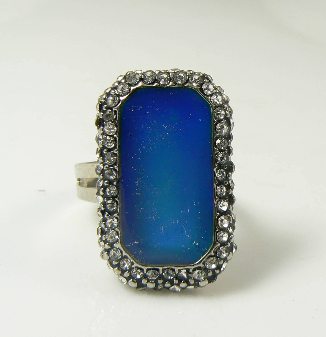 Large Rectangular Rhinestone Mood Ring