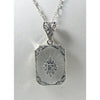 Camphor Glass Filigree Diamond Sterling Silver Necklace - Vintage Lane Jewelry