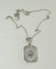 Camphor Glass Filigree Diamond Sterling Silver Necklace - Vintage Lane Jewelry