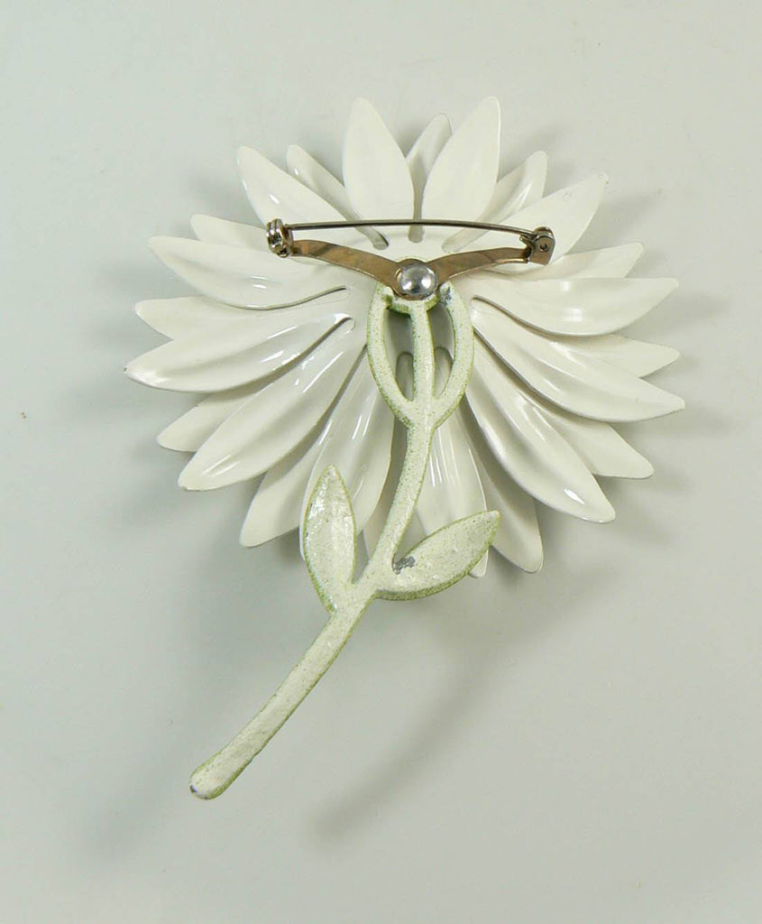 Daisy Huge White Enamel Flower Pin - Vintage Lane Jewelry