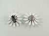 Large Enamel Pink White Daisy Clip Earrings - Vintage Lane Jewelry
