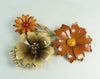 Large Enamel Flower Lot, Oranges, Reds, Black and Gray - Vintage Lane Jewelry