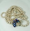 Vintage Miriam Haskell 3 Strand Baroque Pearl Rhinestone Clasp Necklace - Vintage Lane Jewelry