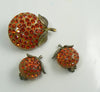 Vintage Forbidden Fruit Lucite and Rhinestone Orange Demi Parure - Vintage Lane Jewelry