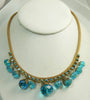 Vintage Juliana Aqua Blue Borealis Rhinestone and Dangling Glass Beads Necklace - Vintage Lane Jewelry
