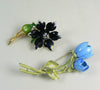 Enamel Flower Pin Lot, Pretty blue flowers - Vintage Lane Jewelry