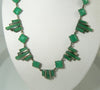 Vintage Green Step Glass Art Deco Necklace - Vintage Lane Jewelry